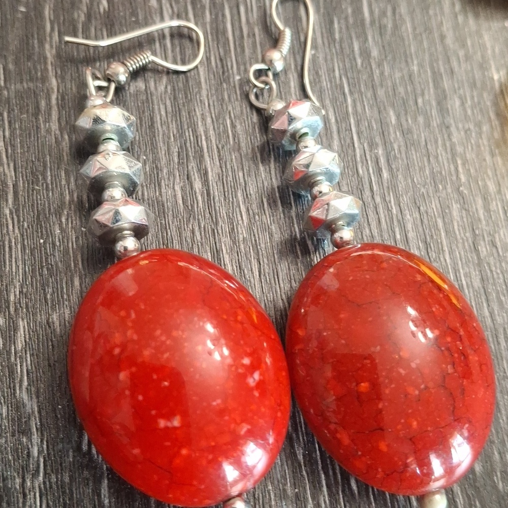 Colorful Earring Set - Red, Blue, Yellow, Teal - Picture 3 of 6